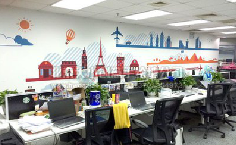 鲁山教你设计办公室墙绘的方法。